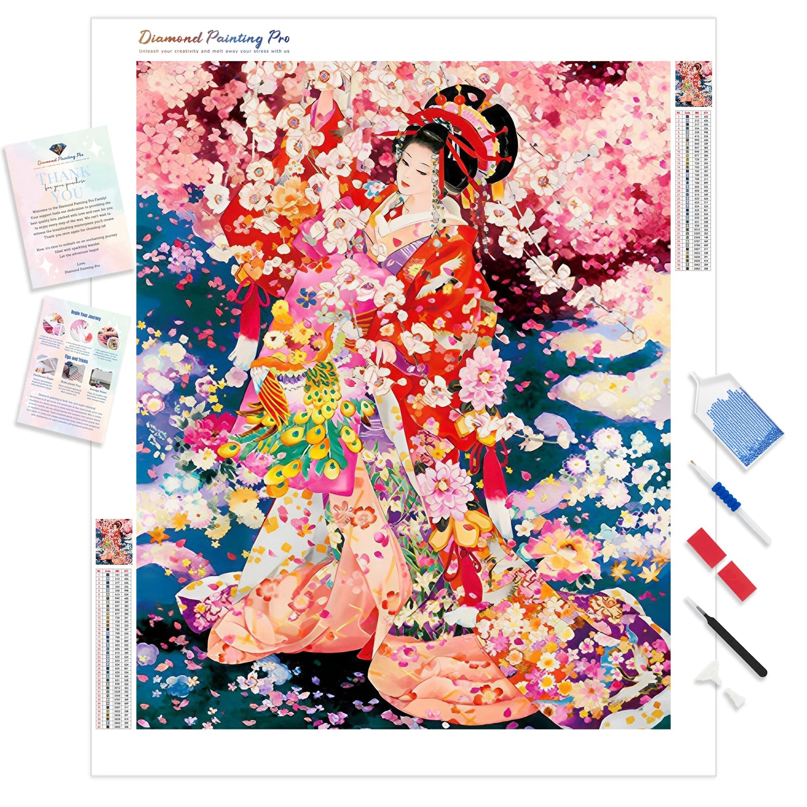 Kimono Festive | Diamond Painting Kit - Full Drill - Square or Round Diamonds with AB Drills Option