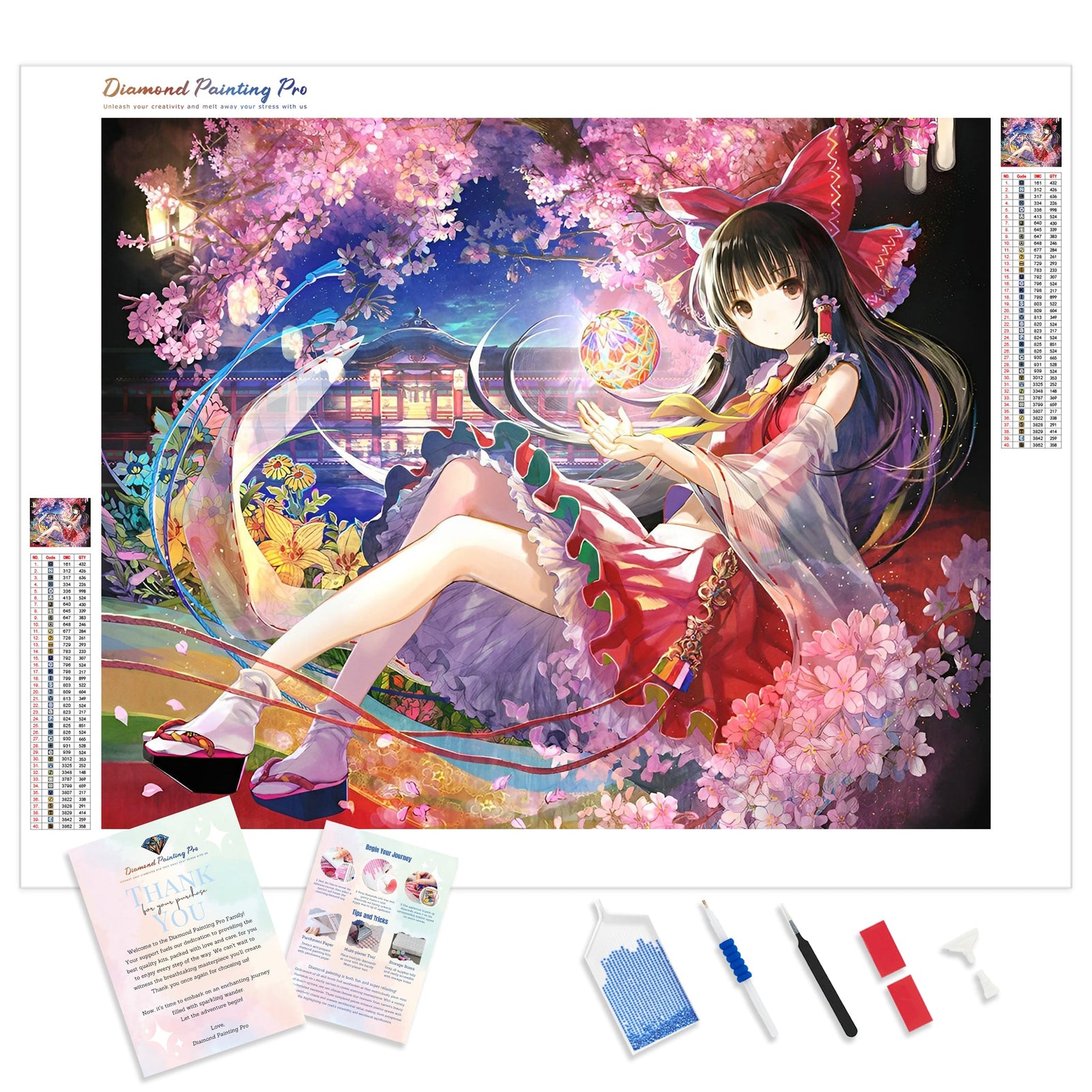 Reimu Hakurei | Diamond Painting Kit - Full Drill - Square or Round Diamonds with AB Drills Option