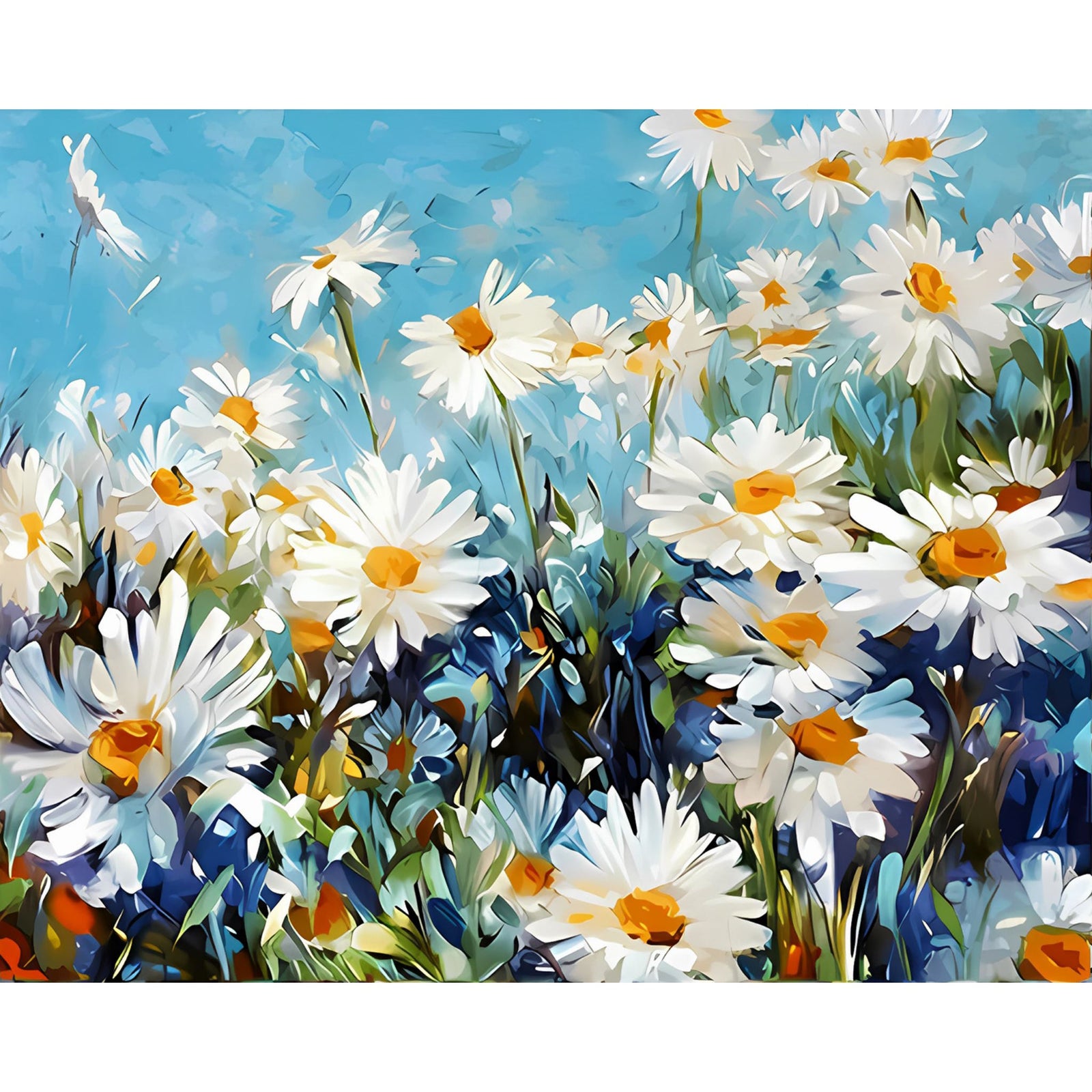 White Daisy Flower | Diamond Painting Design - Full Drill Diamond Art with 5d Square or Round Diamonds - AB Drills Available