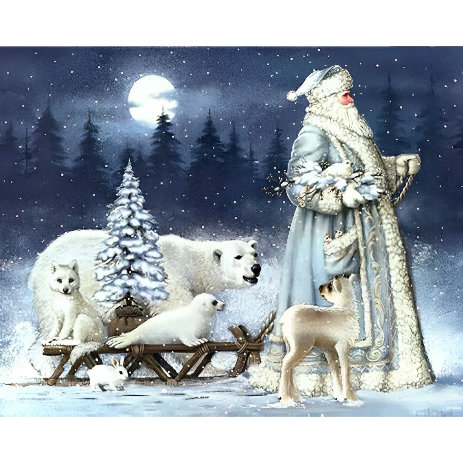 Santa Claus at Arctic | Diamond Painting Design - Full Drill Diamond Art with 5d Square or Round Diamonds - AB Drills Available