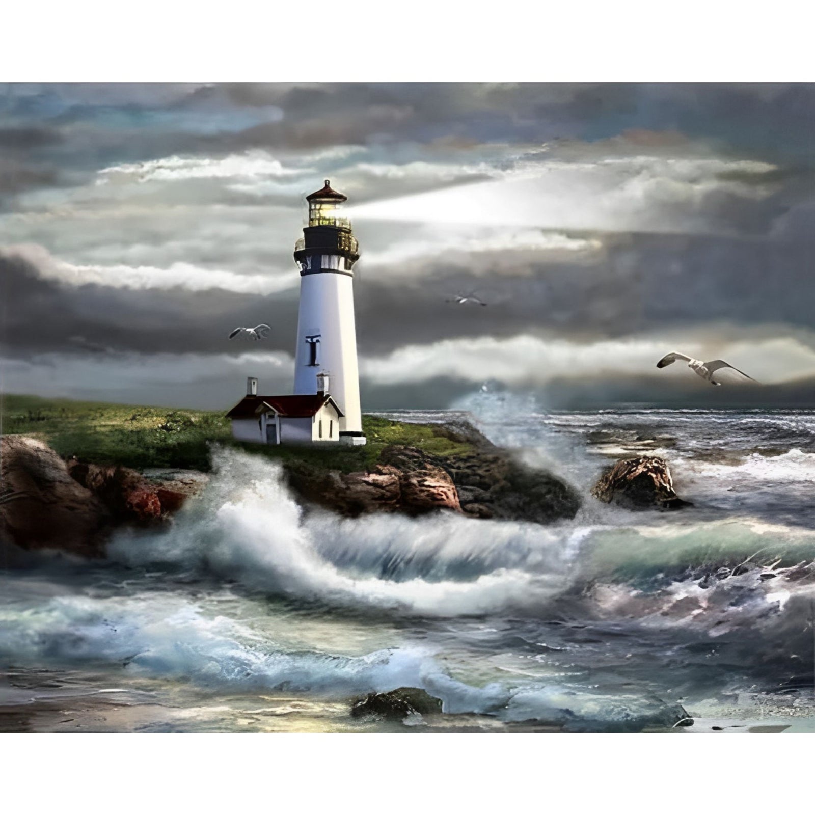 Lighthouse Beam of Hope | Diamond Painting Design - Full Drill Diamond Art with 5d Square or Round Diamonds - AB Drills Available