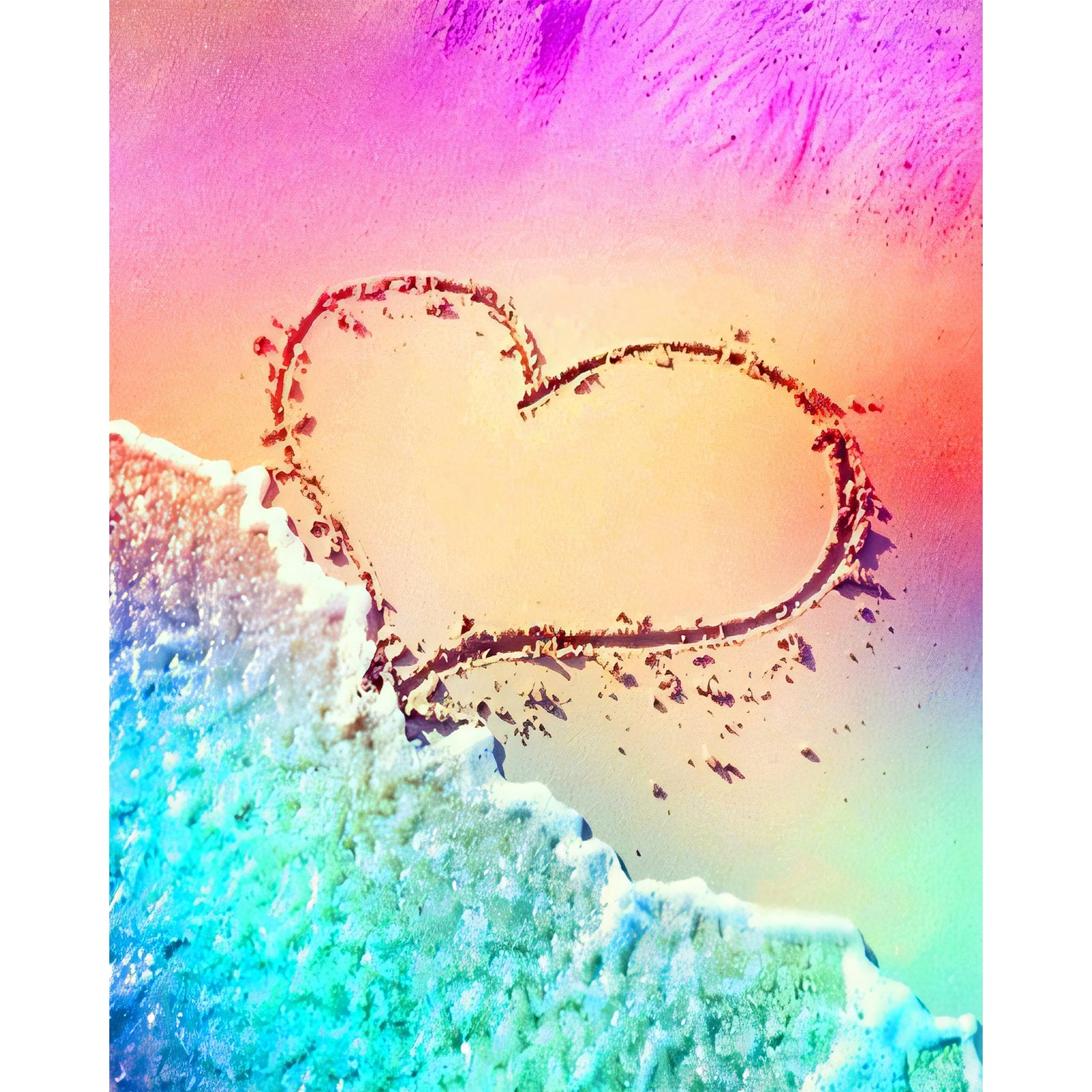 Beautiful Heart in the Beach | Diamond Painting Design - Full Drill Diamond Art with 5d Square or Round Diamonds - AB Drills Available