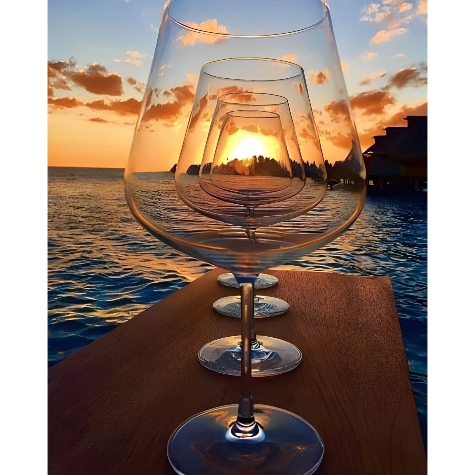 Sunset in a Wine Glass | Diamond Painting Design - Full Drill Diamond Art with 5d Square or Round Diamonds - AB Drills Available