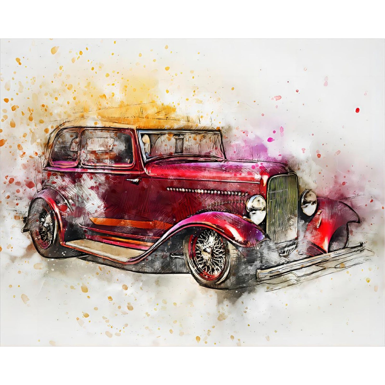 Abstract Vintage Car | Diamond Painting Design - Full Drill Diamond Art with 5d Square or Round Diamonds - AB Drills Available