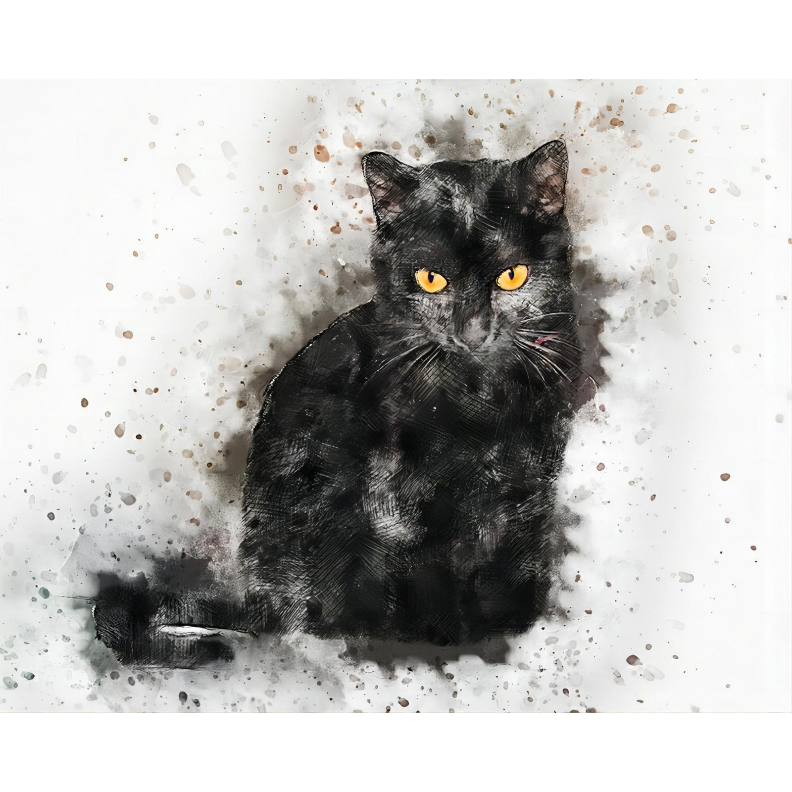 Abstract Black Cat | Diamond Painting Design - Full Drill Diamond Art with 5d Square or Round Diamonds - AB Drills Available