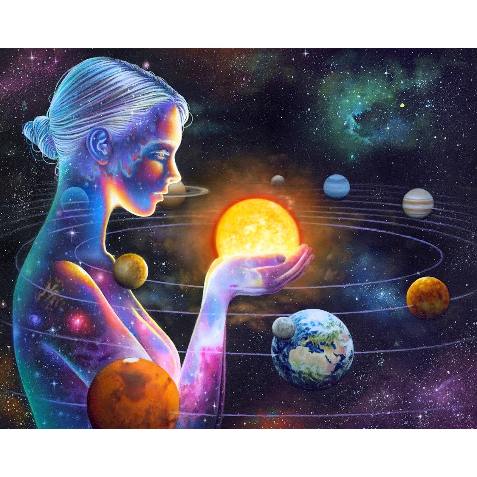 Planets Woman | Diamond Painting Design - Full Drill Diamond Art with 5d Square or Round Diamonds - AB Drills Available