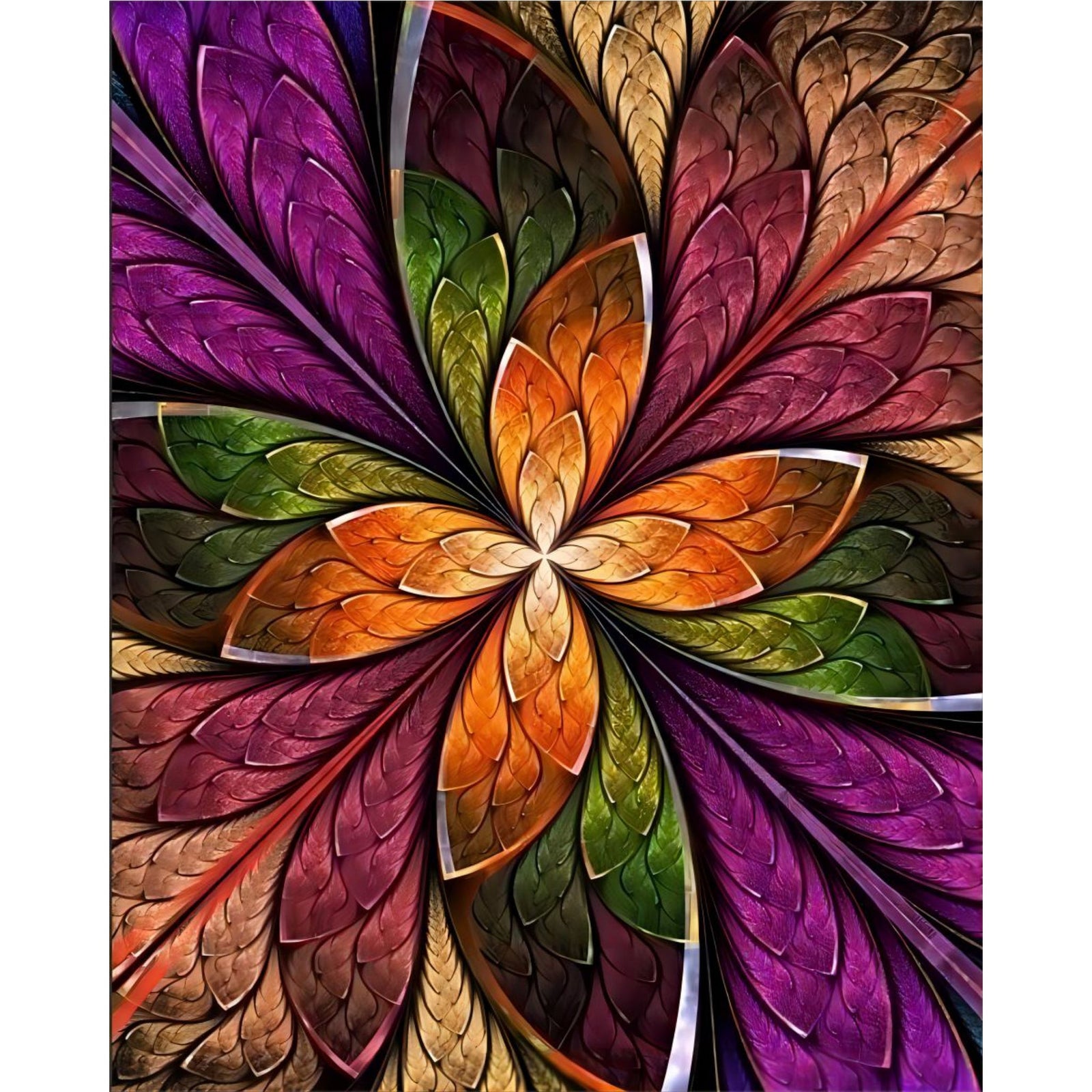 Fractal Flower in Multicolors | Diamond Painting Design - Full Drill Diamond Art with 5d Square or Round Diamonds - AB Drills Available