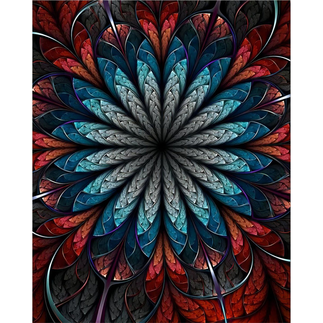 Red Shade Fractal Flower | Diamond Painting
