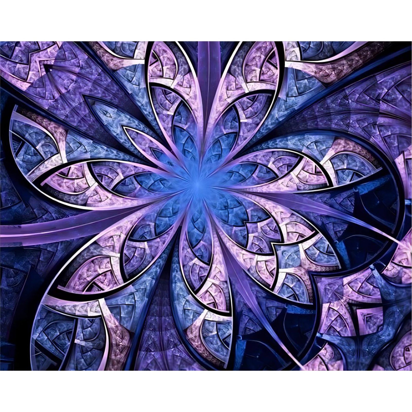 Violet Fractal Flower | Diamond Painting Design - Full Drill Diamond Art with 5d Square or Round Diamonds - AB Drills Available