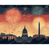 Patriotic Skyline Spectacular | Diamond Painting Design - Full Drill Diamond Art with 5d Square or Round Diamonds - AB Drills Available