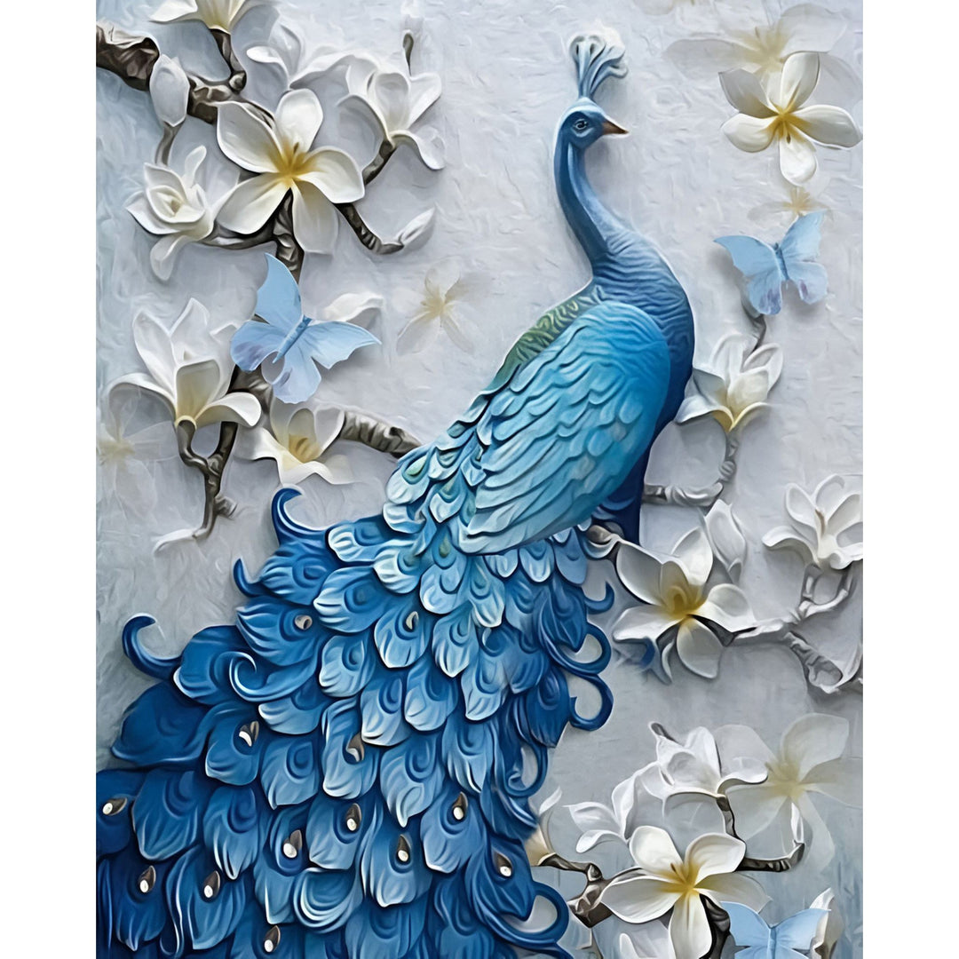 Blue Peacock Flower | Diamond Painting