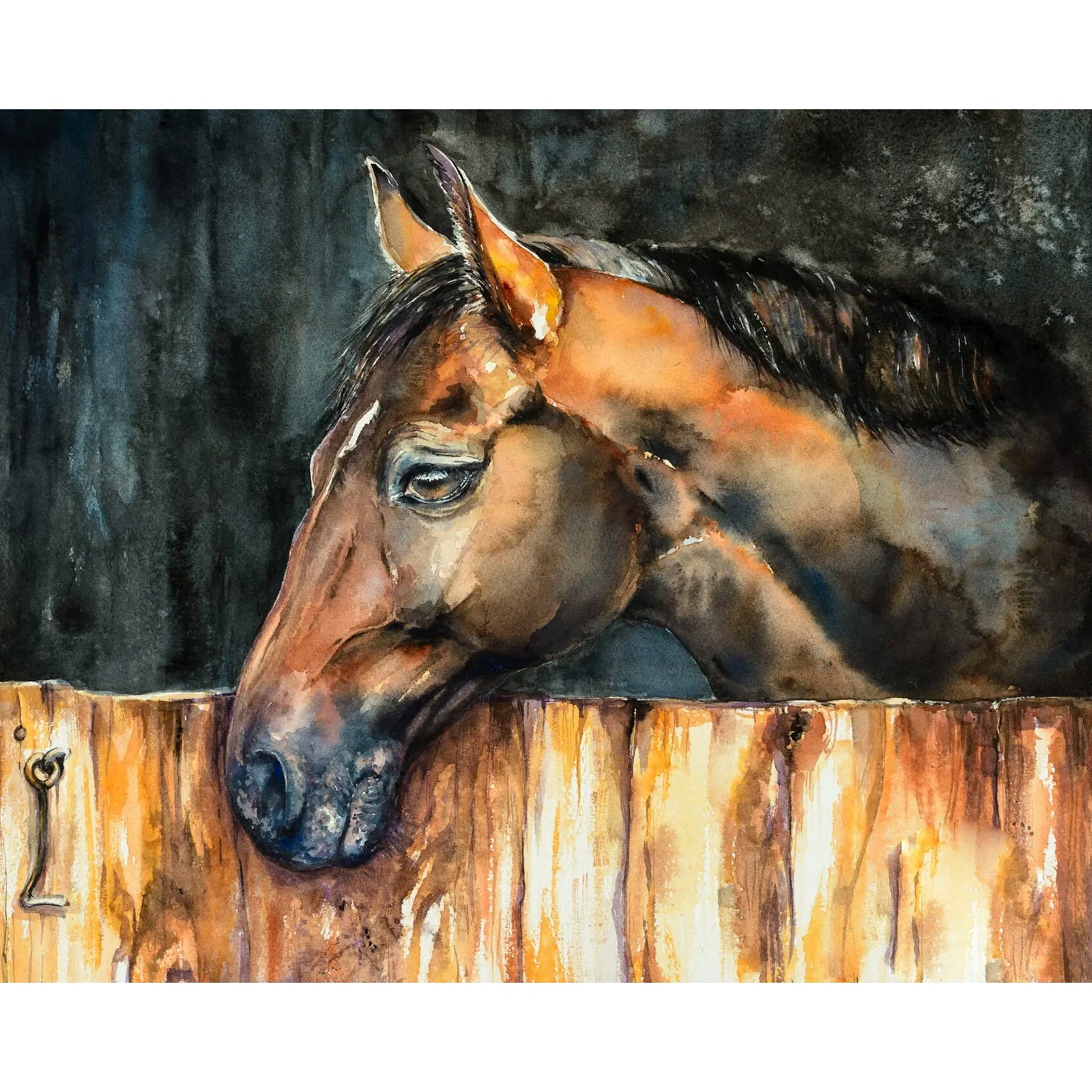 Horse in the Stable | Diamond Painting Design - Full Drill Diamond Art with 5d Square or Round Diamonds - AB Drills Available