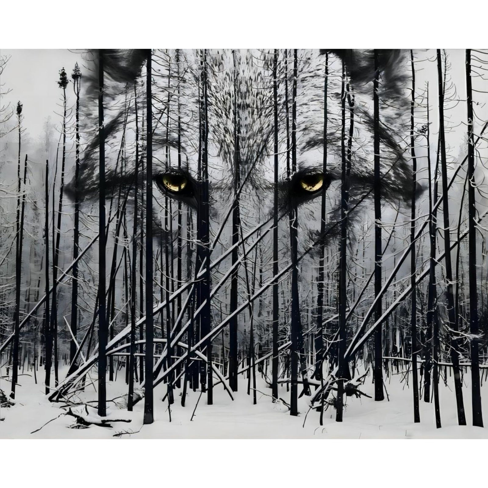 Wolf Winter Woods | Diamond Painting Design - Full Drill Diamond Art with 5d Square or Round Diamonds - AB Drills Available