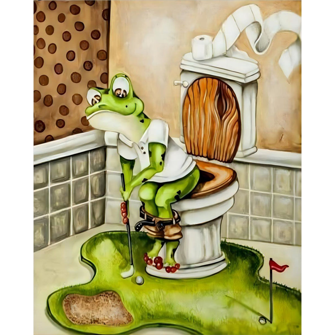 Frog Toilet Golf | Diamond Painting