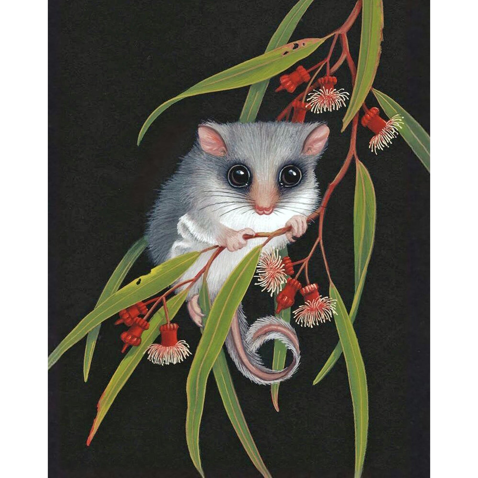 Feathertail Glider & Coral Gum | Diamond Painting Design - Full Drill Diamond Art with 5d Square or Round Diamonds - AB Drills Available