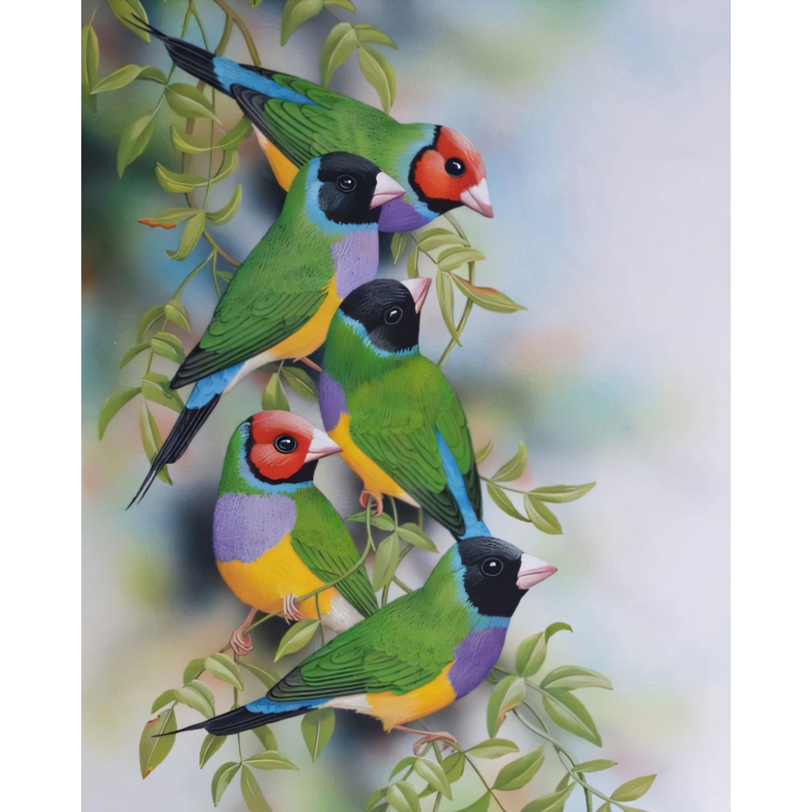 Gouldian Finches | Diamond Painting Design - Full Drill Diamond Art with 5d Square or Round Diamonds - AB Drills Available