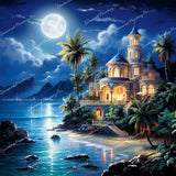 Moonlit Island | Diamond Painting Design - Full Drill Diamond Art with 5d Square or Round Diamonds - AB Drills Available