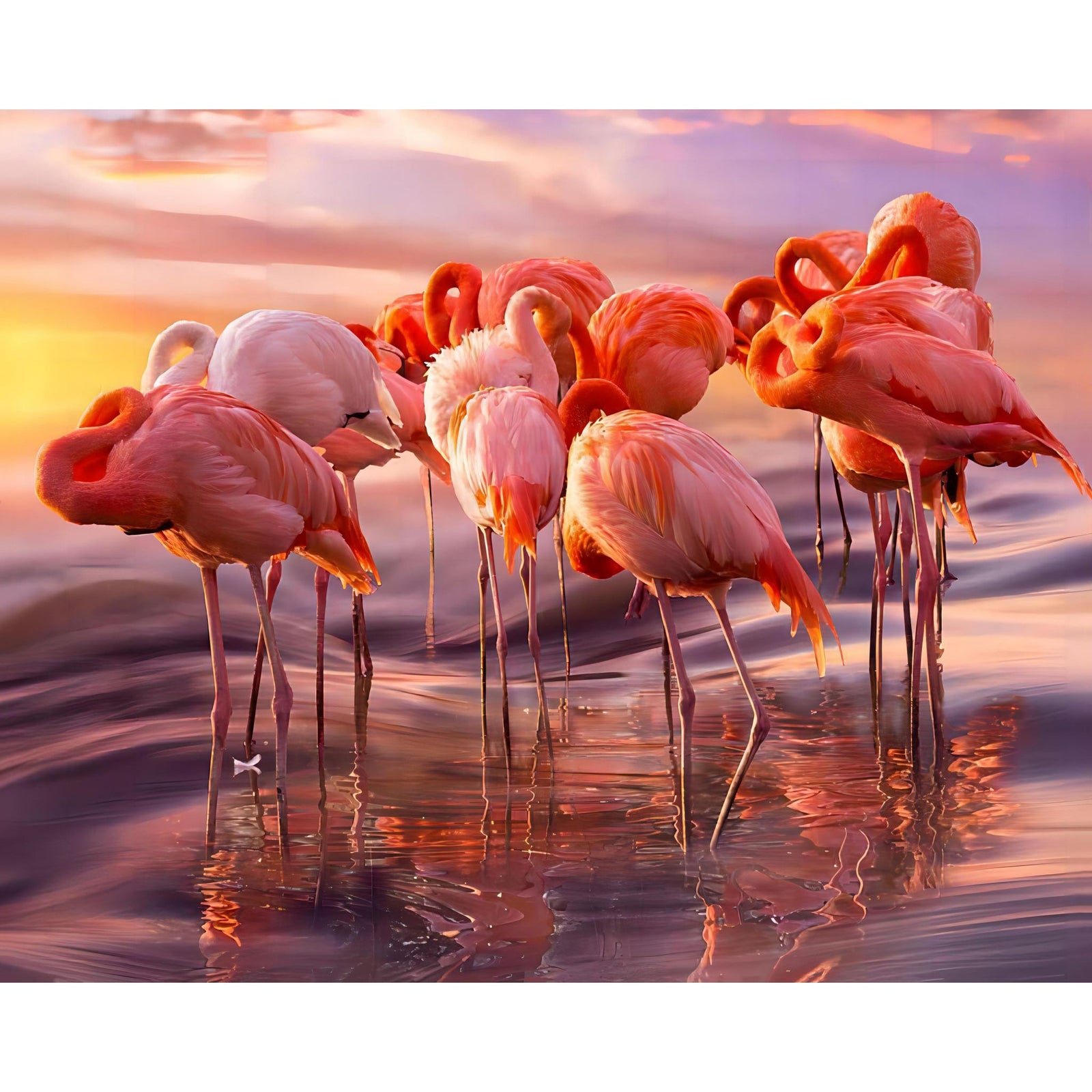 Wavy Flamingos | Diamond Painting Design - Full Drill Diamond Art with 5d Square or Round Diamonds - AB Drills Available