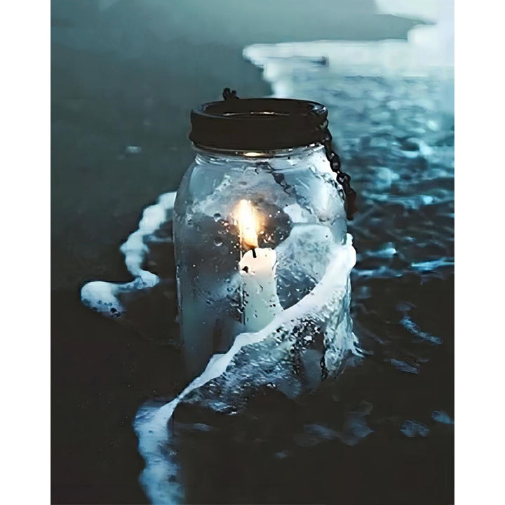 Bottled Fairy Light On Beach | Diamond Painting