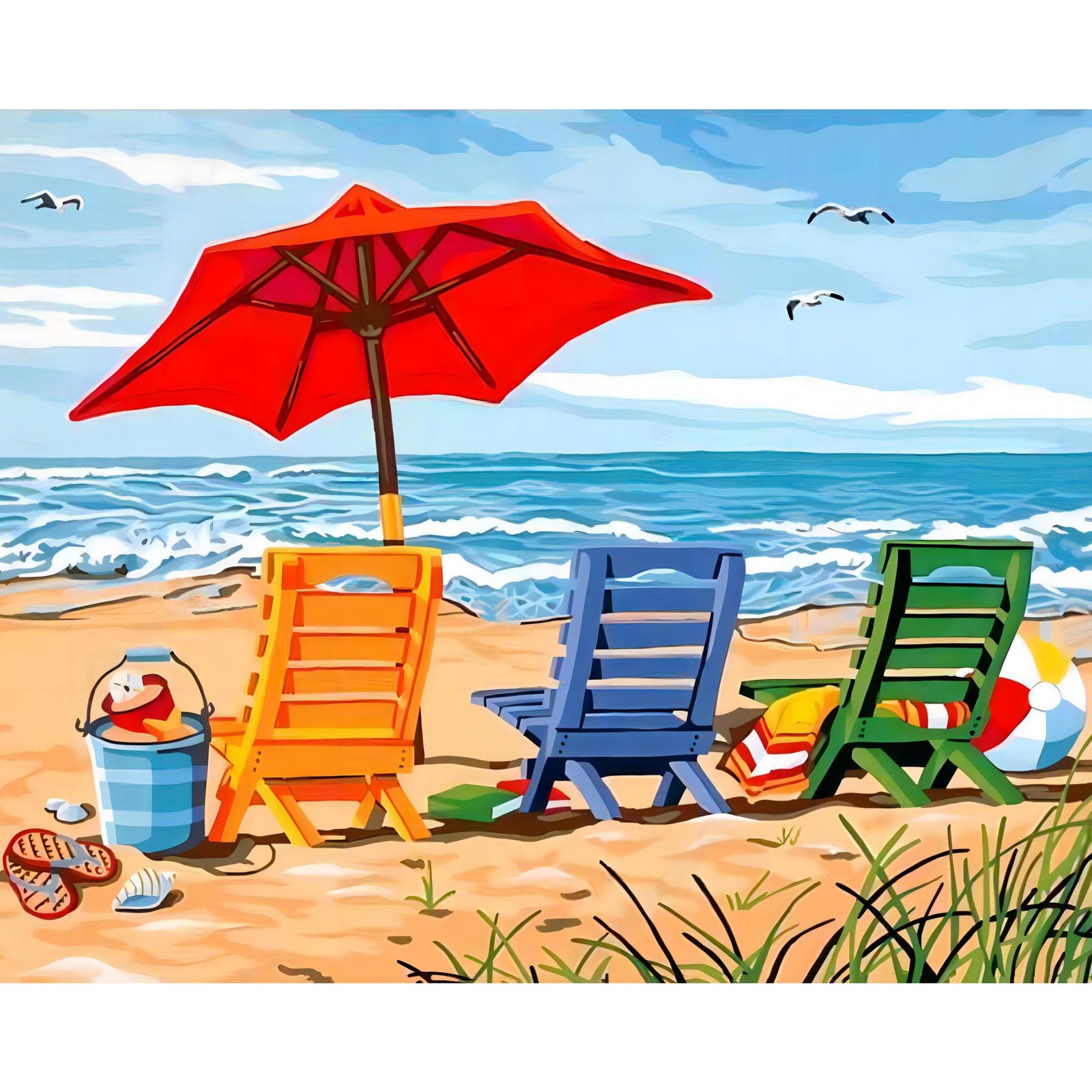 Vacations at the Beach | Diamond Painting Design - Full Drill Diamond Art with 5d Square or Round Diamonds - AB Drills Available