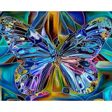 Multicolored Psychedelic Butterfly | Diamond Painting Design - Full Drill Diamond Art with 5d Square or Round Diamonds - AB Drills Available