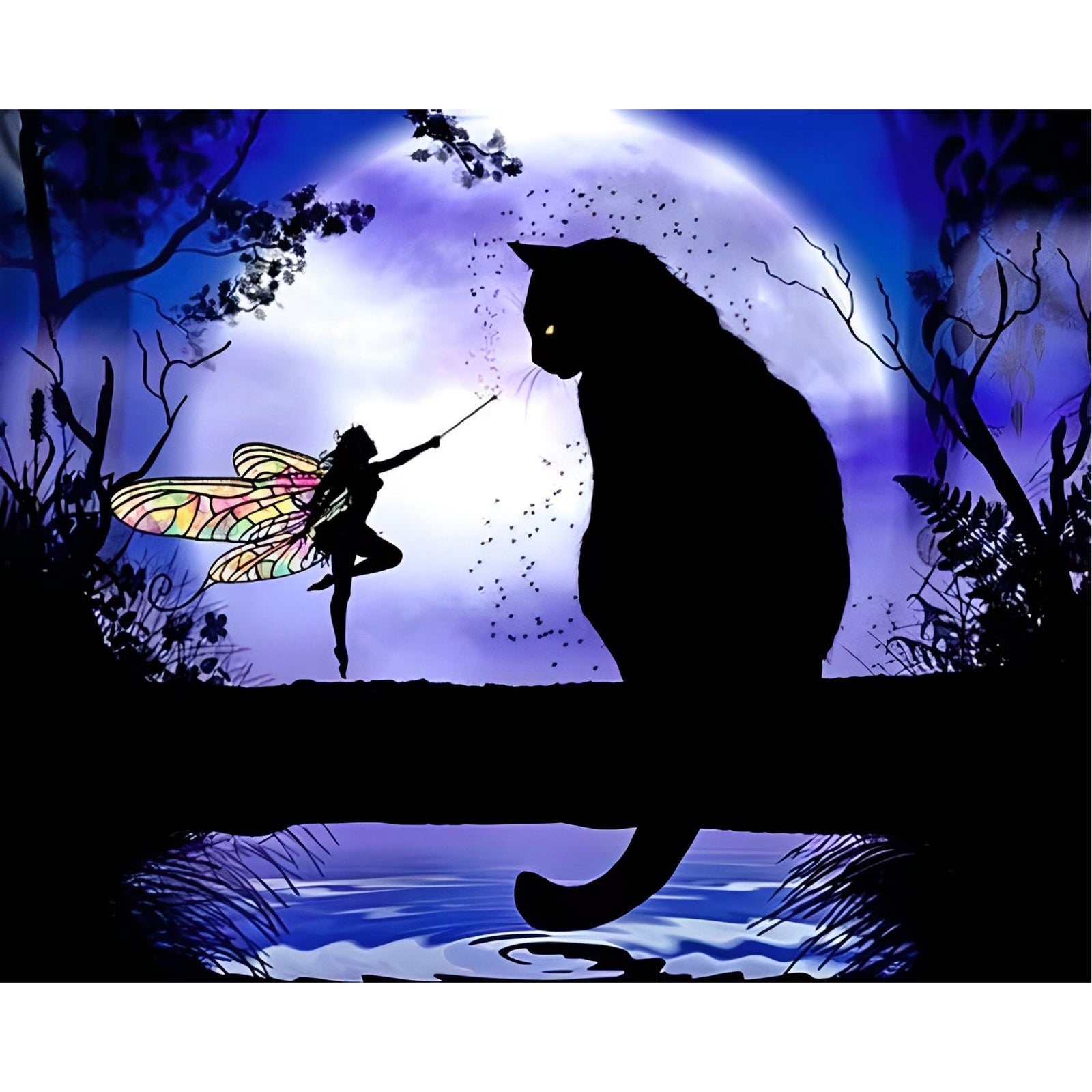 Fantasy Dream Cat Fairy | Diamond Painting Design - Full Drill Diamond Art with 5d Square or Round Diamonds - AB Drills Available