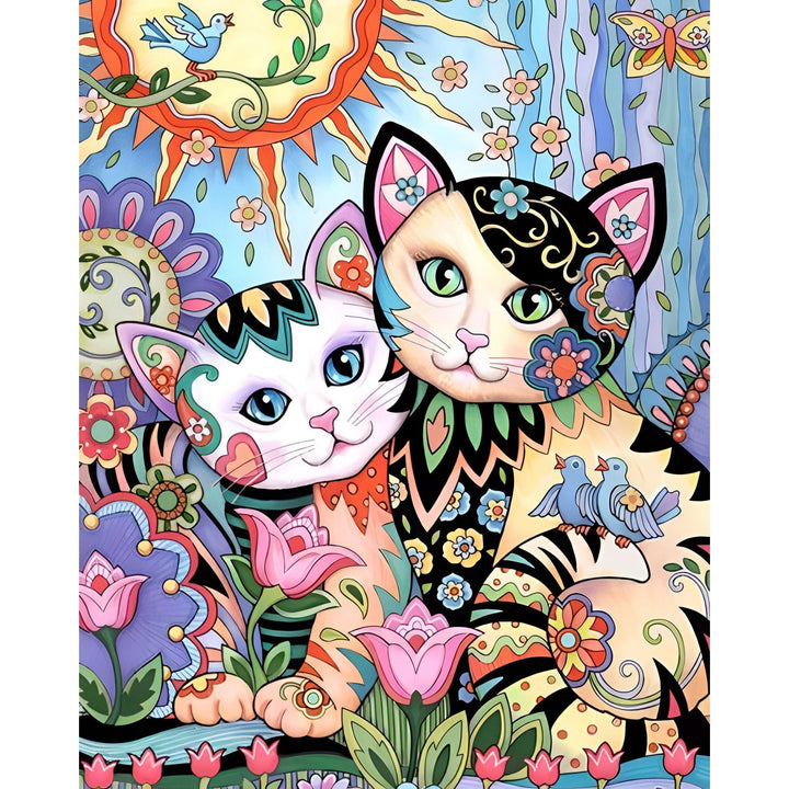 Cartoon Abstract Colorful Cats Lover | Diamond Painting