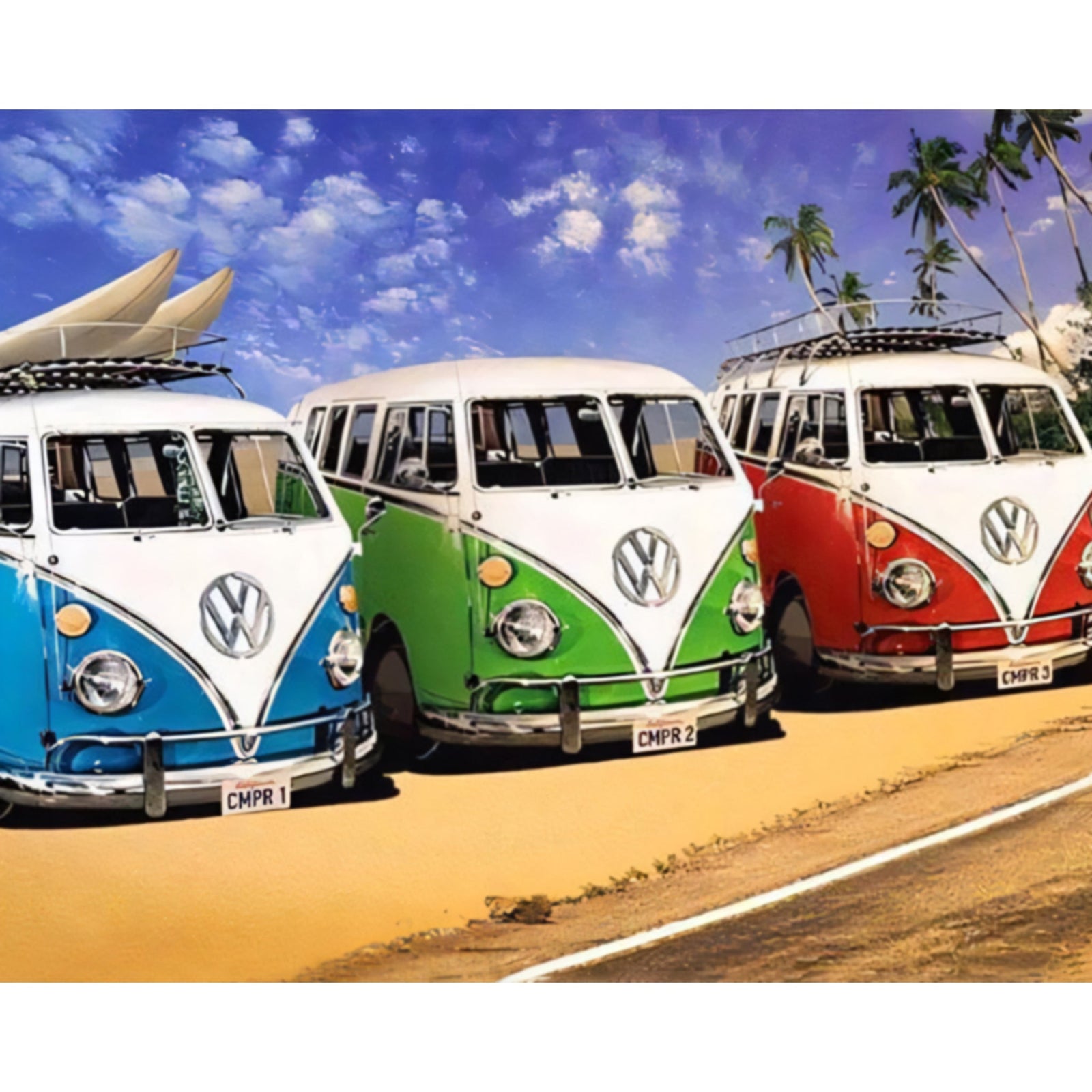 VW Kombi Vans | Diamond Painting Design - Full Drill Diamond Art with 5d Square or Round Diamonds - AB Drills Available