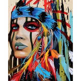 Modern Art Indian Style Portrait | Diamond Painting Design - Full Drill Diamond Art with 5d Square or Round Diamonds - AB Drills Available