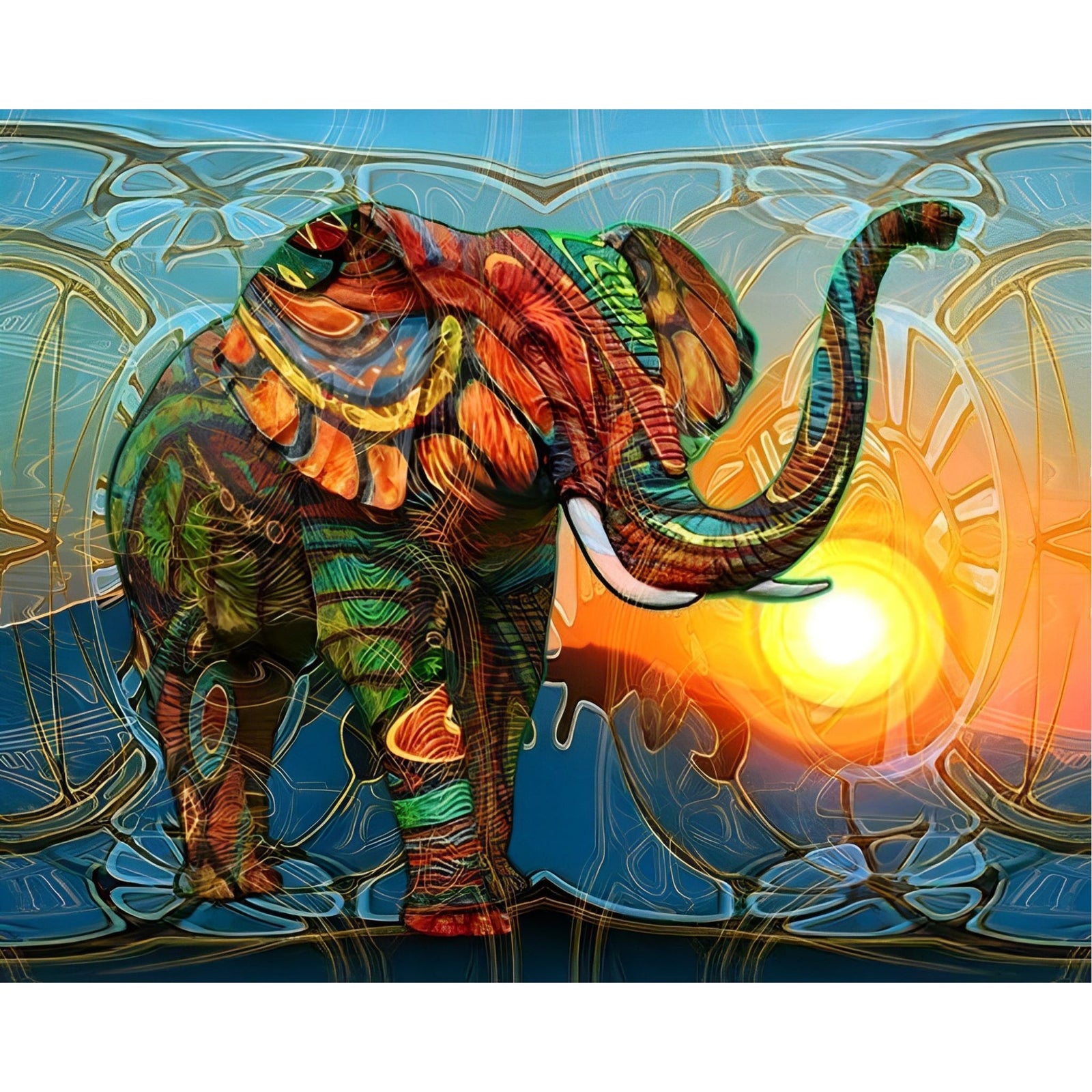 Colorful Elephant | Diamond Painting Design - Full Drill Diamond Art with 5d Square or Round Diamonds - AB Drills Available