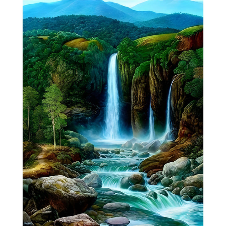 Dream Landscape Mountain Waterfall | Diamond Painting