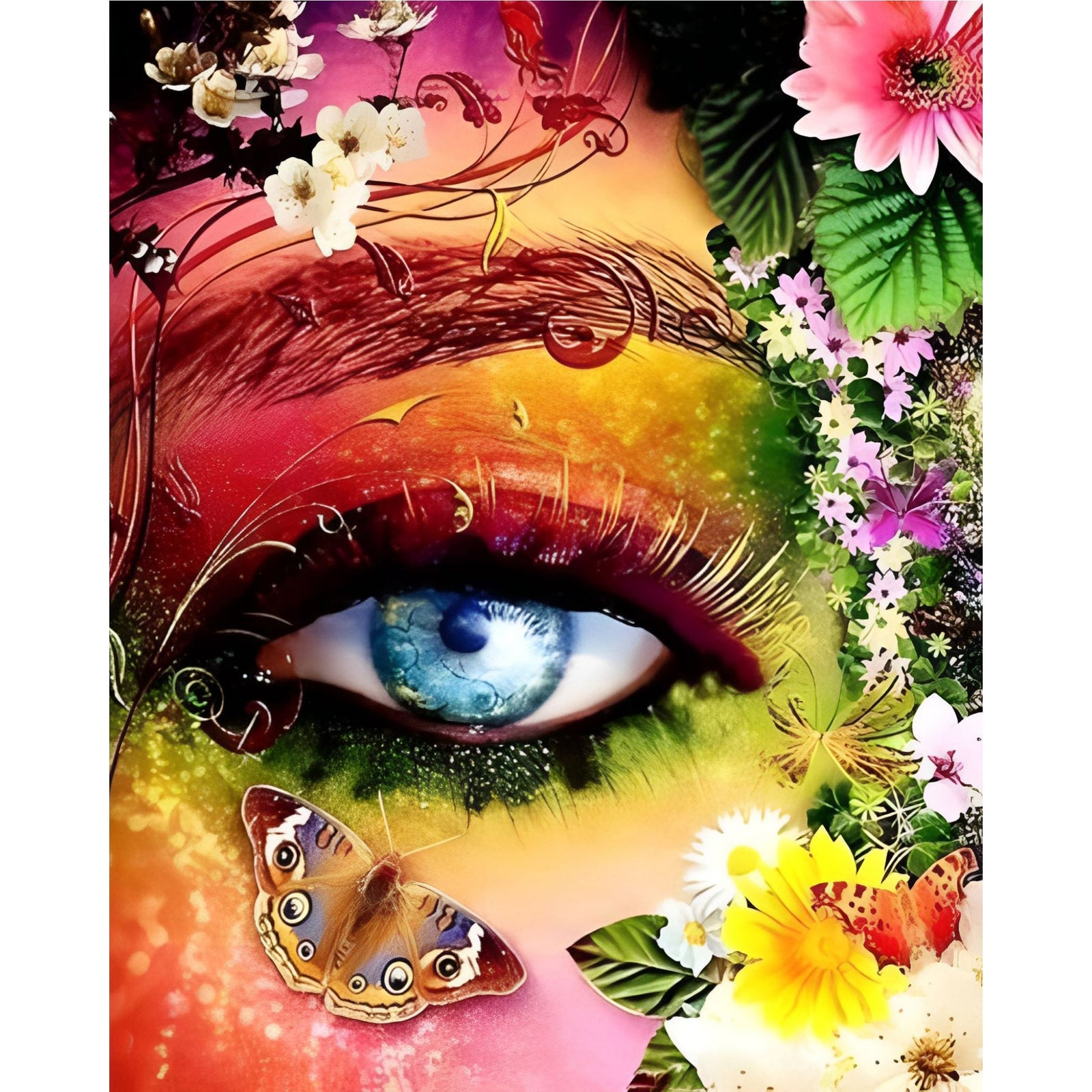 Beautiful Colorful Eyes Butterfly | Diamond Painting Design - Full Drill Diamond Art with 5d Square or Round Diamonds - AB Drills Available