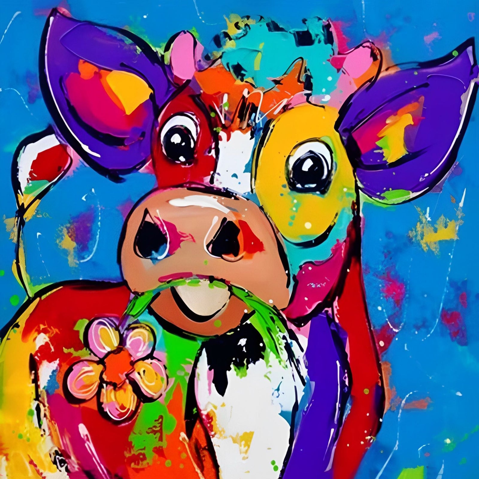 Watercolored Cow | Diamond Painting Design - Full Drill Diamond Art with 5d Square or Round Diamonds - AB Drills Available