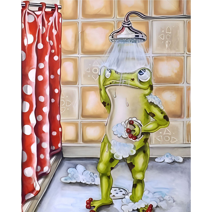 Frog Taking a Shower | Diamond Painting