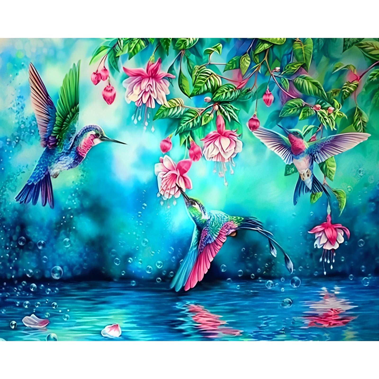 Hummingbirds | Diamond Painting Design - Full Drill Diamond Art with 5d Square or Round Diamonds - AB Drills Available