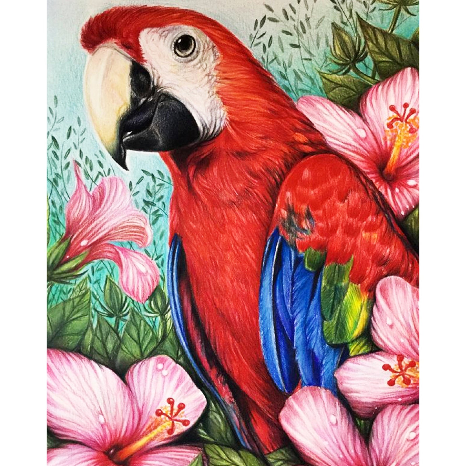 Parrot Flowers | Diamond Painting Design - Full Drill Diamond Art with 5d Square or Round Diamonds - AB Drills Available