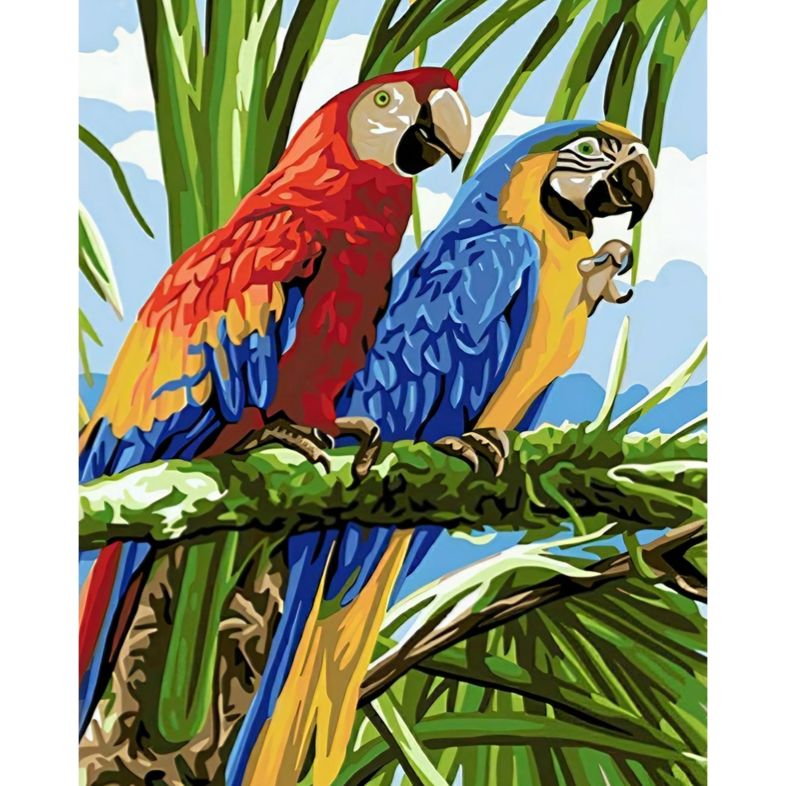 Parrot Couple | Diamond Painting Design - Full Drill Diamond Art with 5d Square or Round Diamonds - AB Drills Available