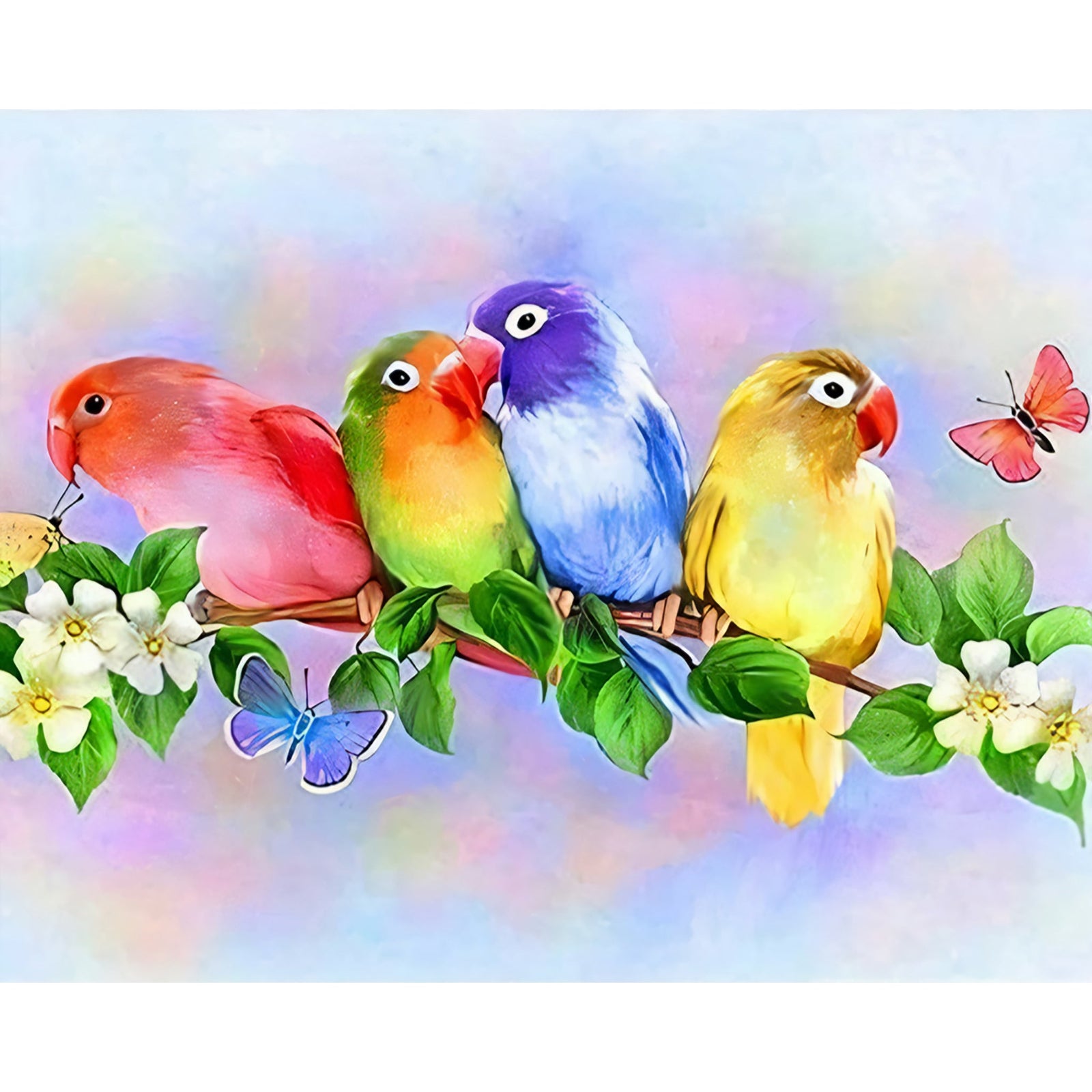 Colorful Birds | Diamond Painting Design - Full Drill Diamond Art with 5d Square or Round Diamonds - AB Drills Available