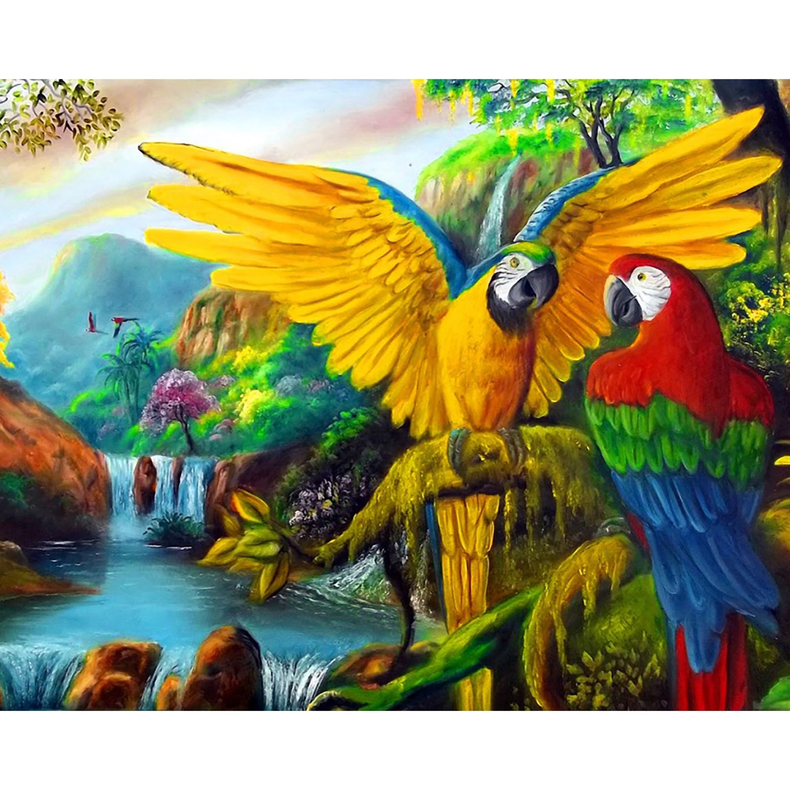 Parrots | Diamond Painting Design - Full Drill Diamond Art with 5d Square or Round Diamonds - AB Drills Available