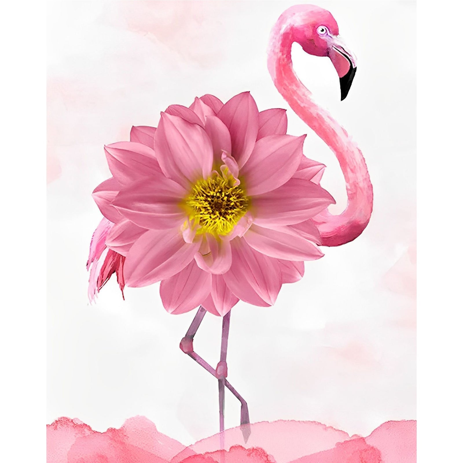 Pink Flamingo | Diamond Painting Design - Full Drill Diamond Art with 5d Square or Round Diamonds - AB Drills Available