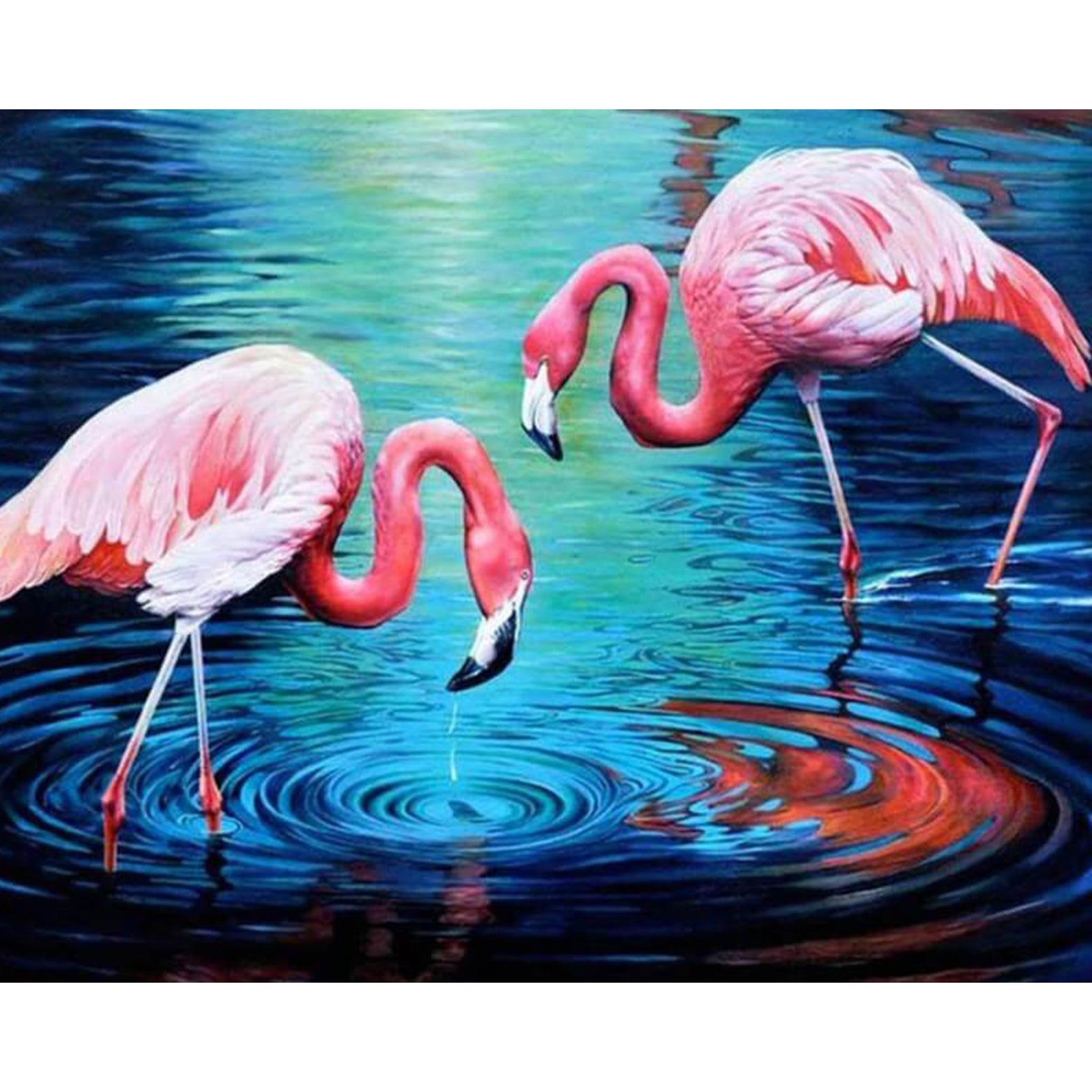 Flamingos in the water | Diamond Painting Design - Full Drill Diamond Art with 5d Square or Round Diamonds - AB Drills Available