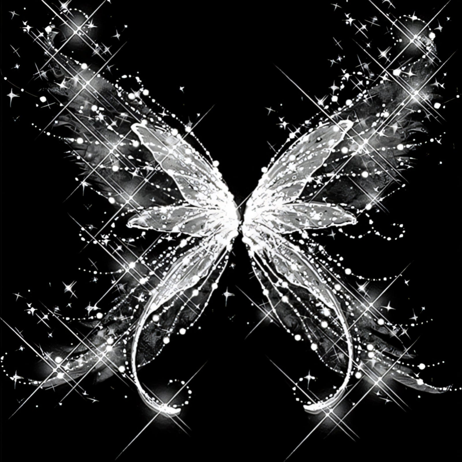 Black & White Butterfly | Diamond Painting Design - Full Drill Diamond Art with 5d Square or Round Diamonds - AB Drills Available