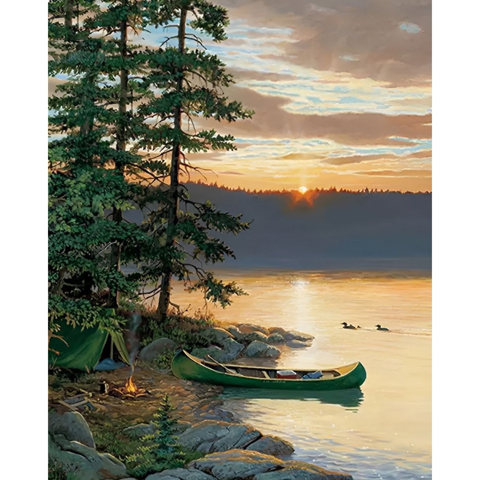 Boats With Sunset | Diamond Painting Design - Full Drill Diamond Art with 5d Square or Round Diamonds - AB Drills Available