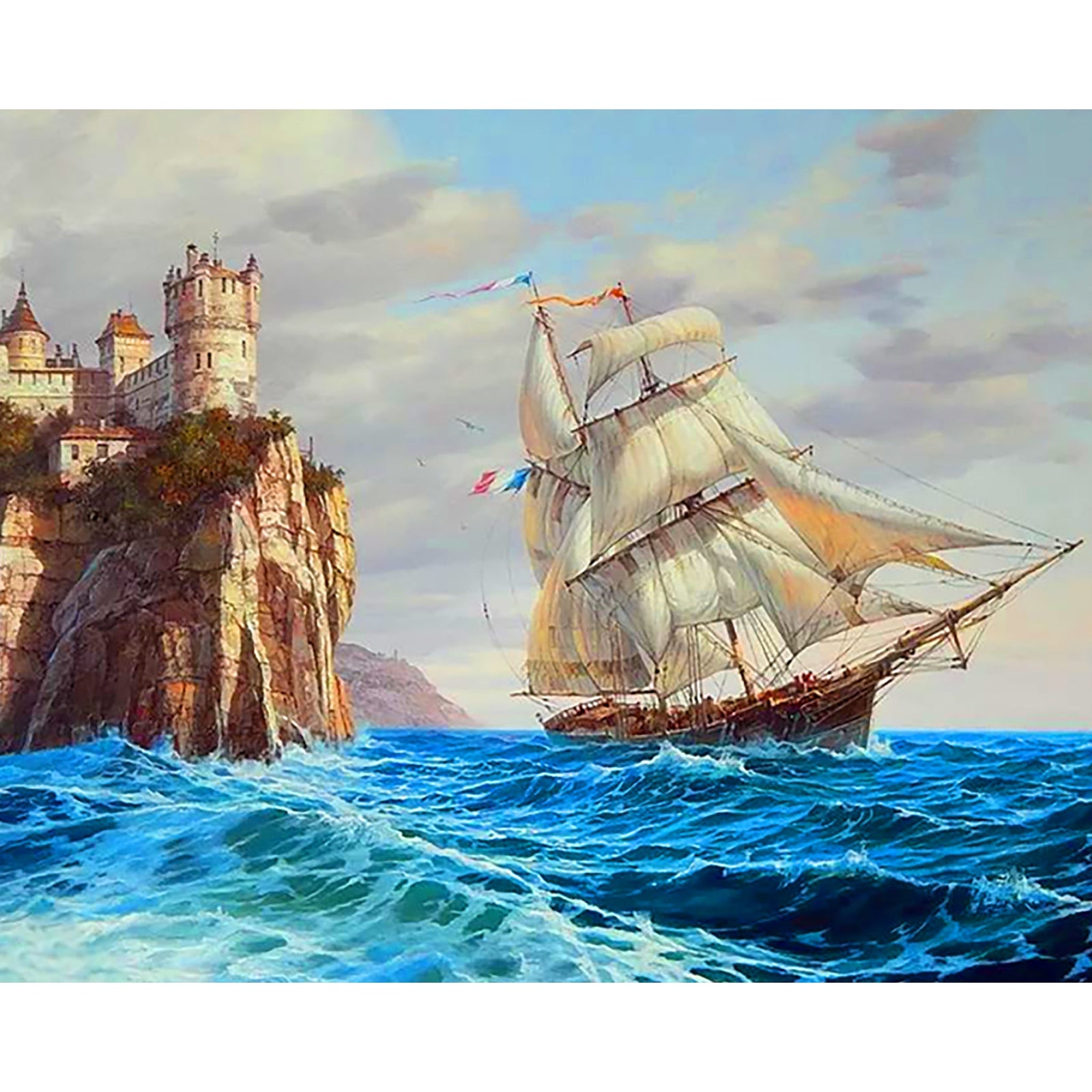 Sailboats in the Wind | Diamond Painting Design - Full Drill Diamond Art with 5d Square or Round Diamonds - AB Drills Available