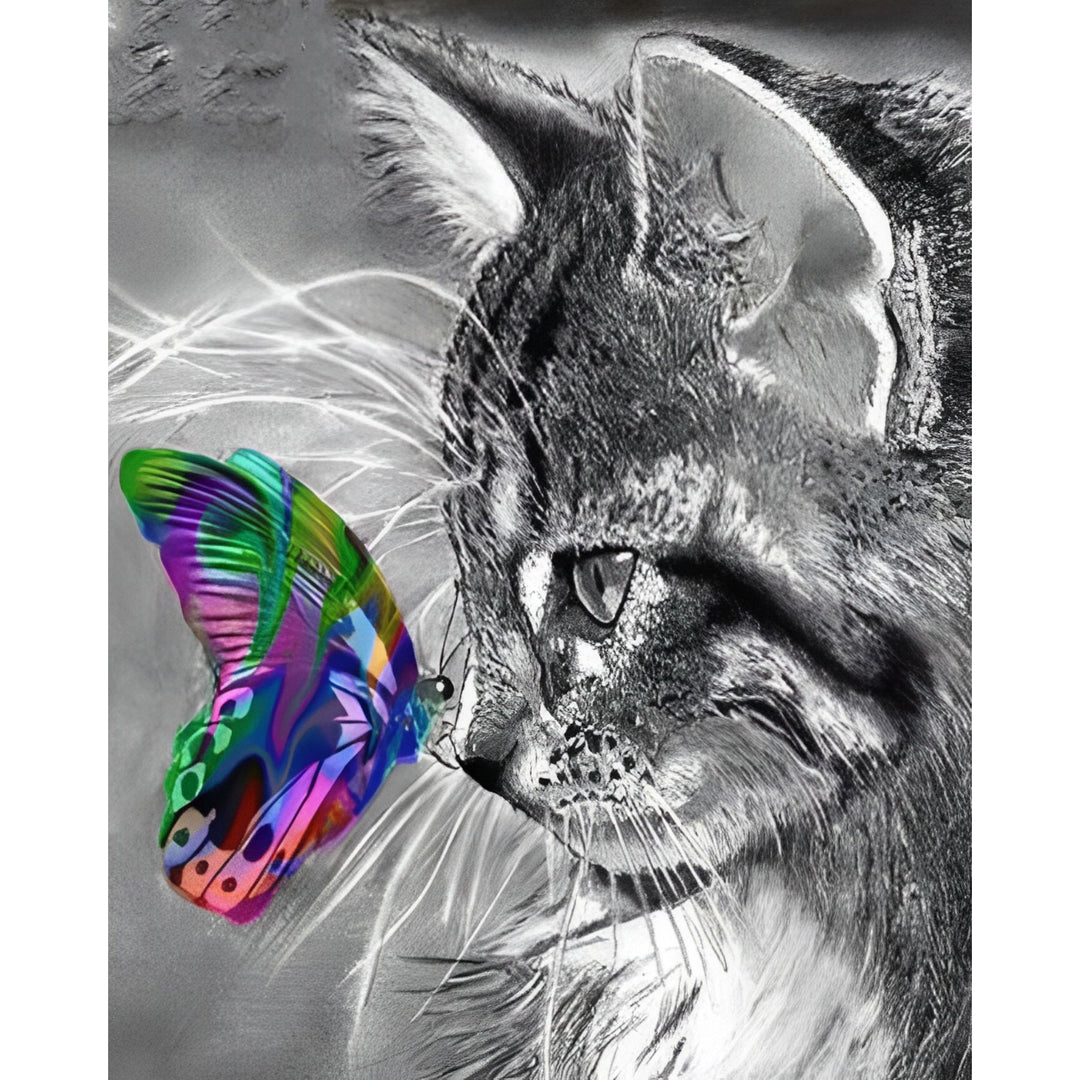 Kitty and Butterfly | Diamond Painting