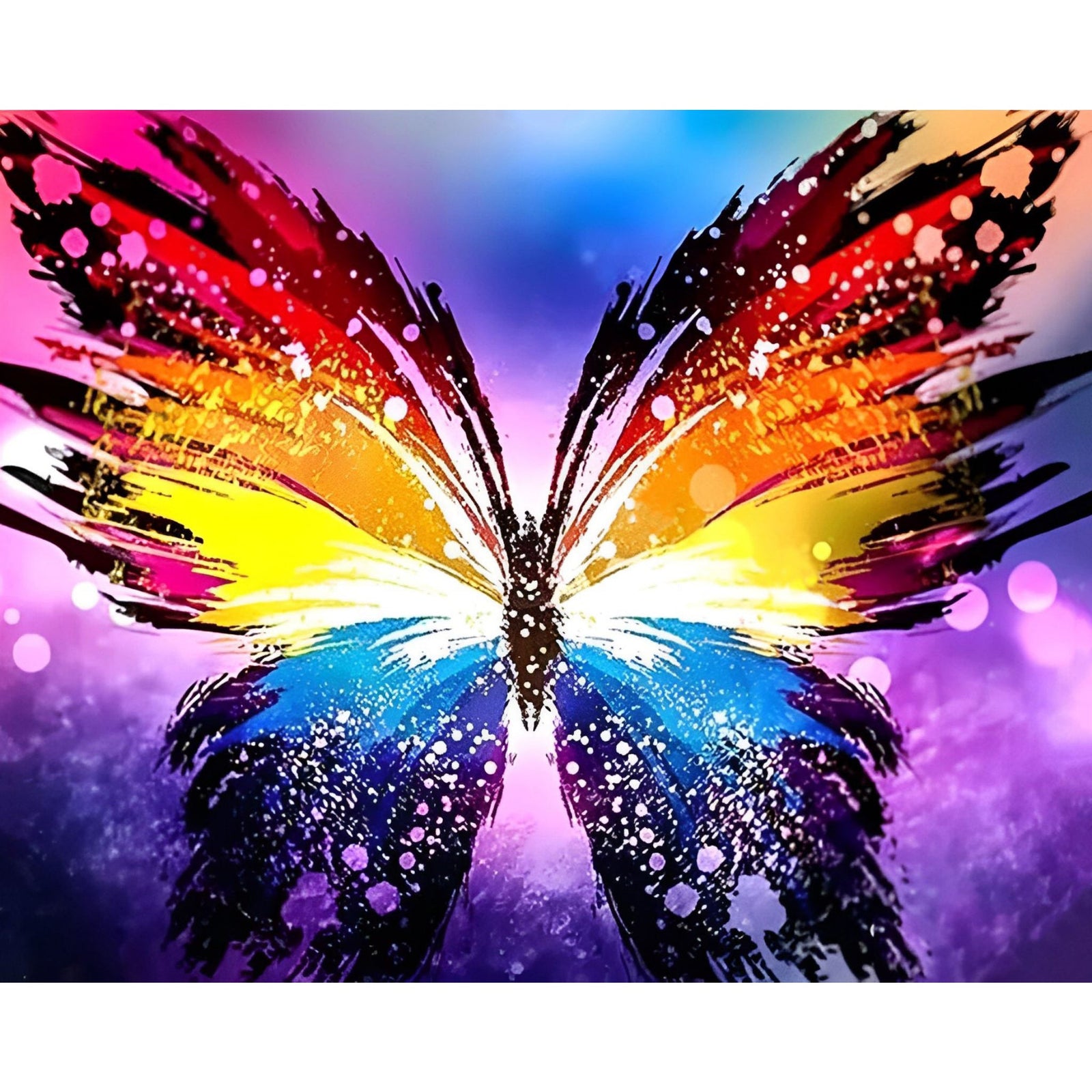 Vibrant Rainbow Butterfly | Diamond Painting Design - Full Drill Diamond Art with 5d Square or Round Diamonds - AB Drills Available