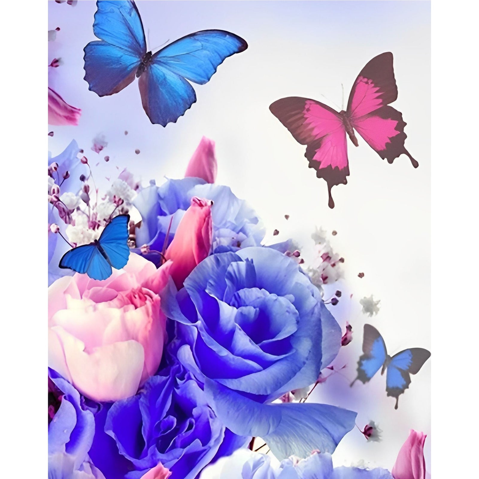 Butterflies Among Roses | Diamond Painting Design - Full Drill Diamond Art with 5d Square or Round Diamonds - AB Drills Available