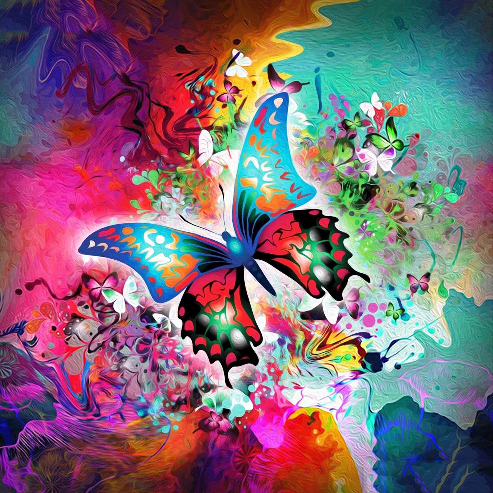 Psychedelic Butterflies | Diamond Painting Design - Full Drill Diamond Art with 5d Square or Round Diamonds - AB Drills Available