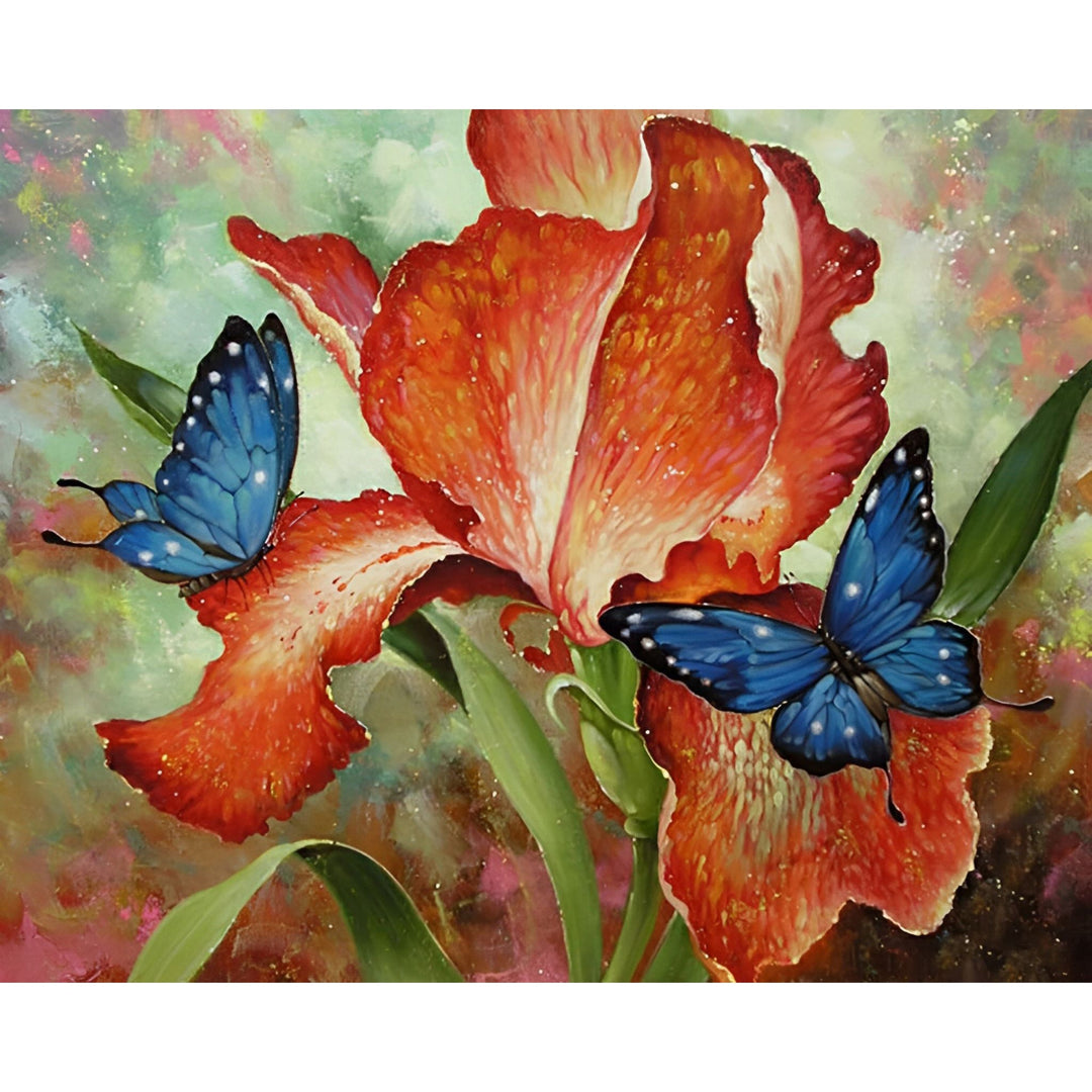 Blue Butterflies and Red Butterflies | Diamond Painting