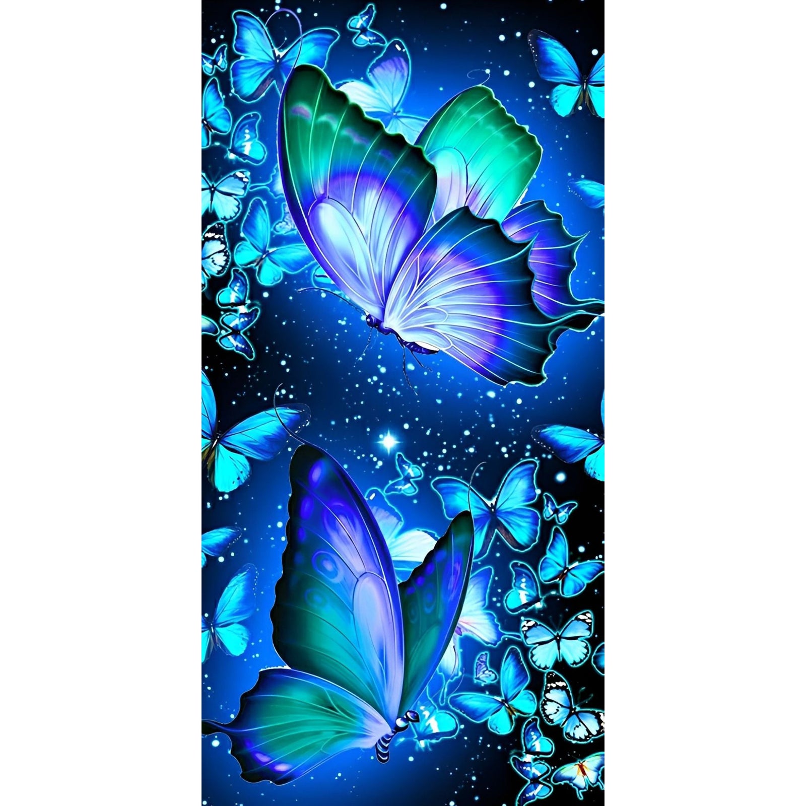 Radiant Blue Butterflies | Diamond Painting Design - Full Drill Diamond Art with 5d Square or Round Diamonds - AB Drills Available